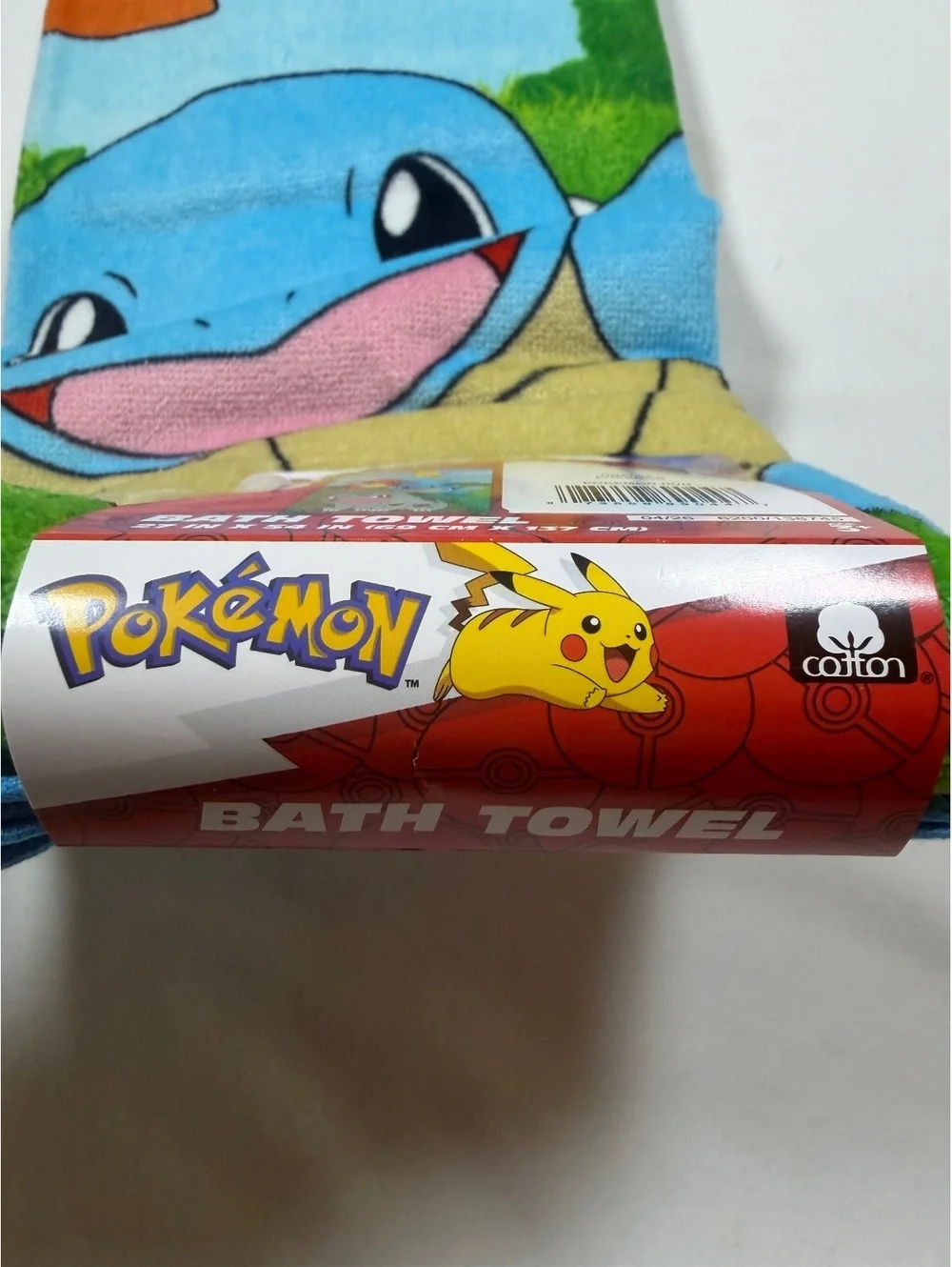 Pokémon Cotton Bath Towel 27x54 Inches Featuring Pikachu and Squirtle